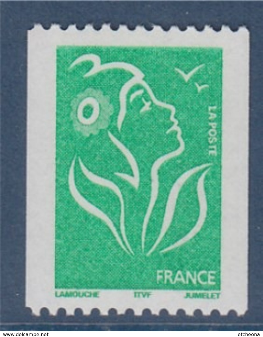 = Type Marianne De Lamouche TVP Vert De Roulette ITVF Neuf Gommé N°3742 Et Numéro Noir 055 Au Verso à Droite - Coil Stamps