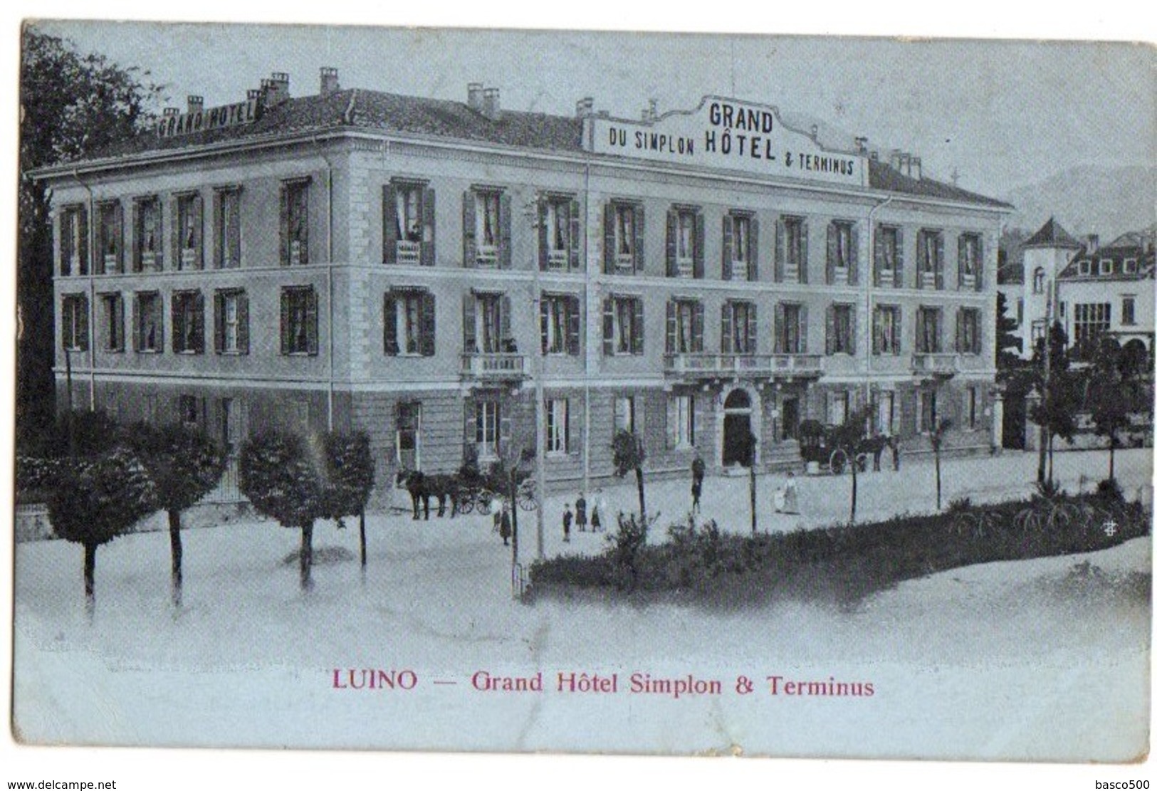 1908 LUINO - Carte Animée Sur Le GRAND HOTEL SIMPLON & TERMINUS - Luino