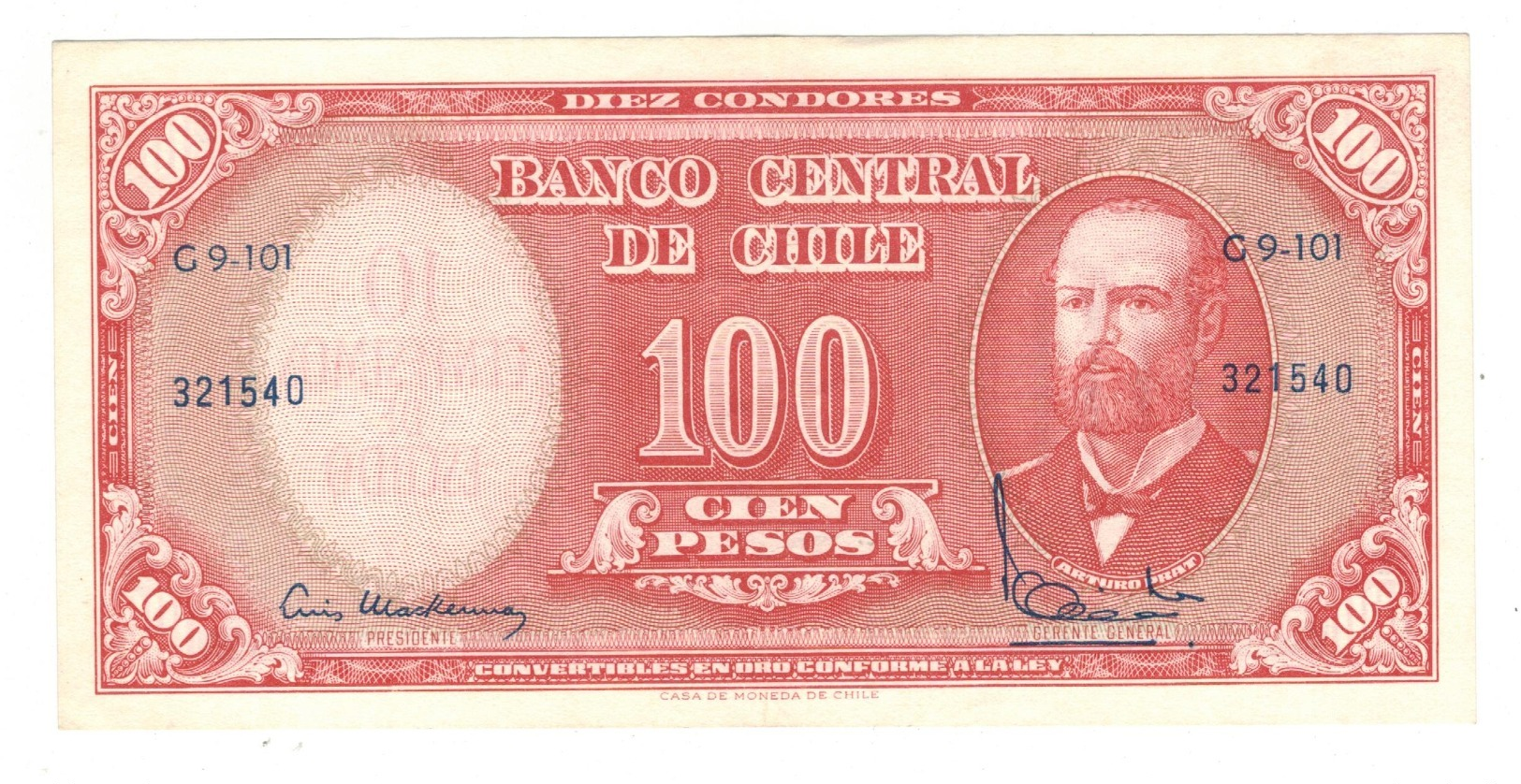 Chile, 10 Centesimos De Escudo On 100 Pesos . XF/AUNC - Chile