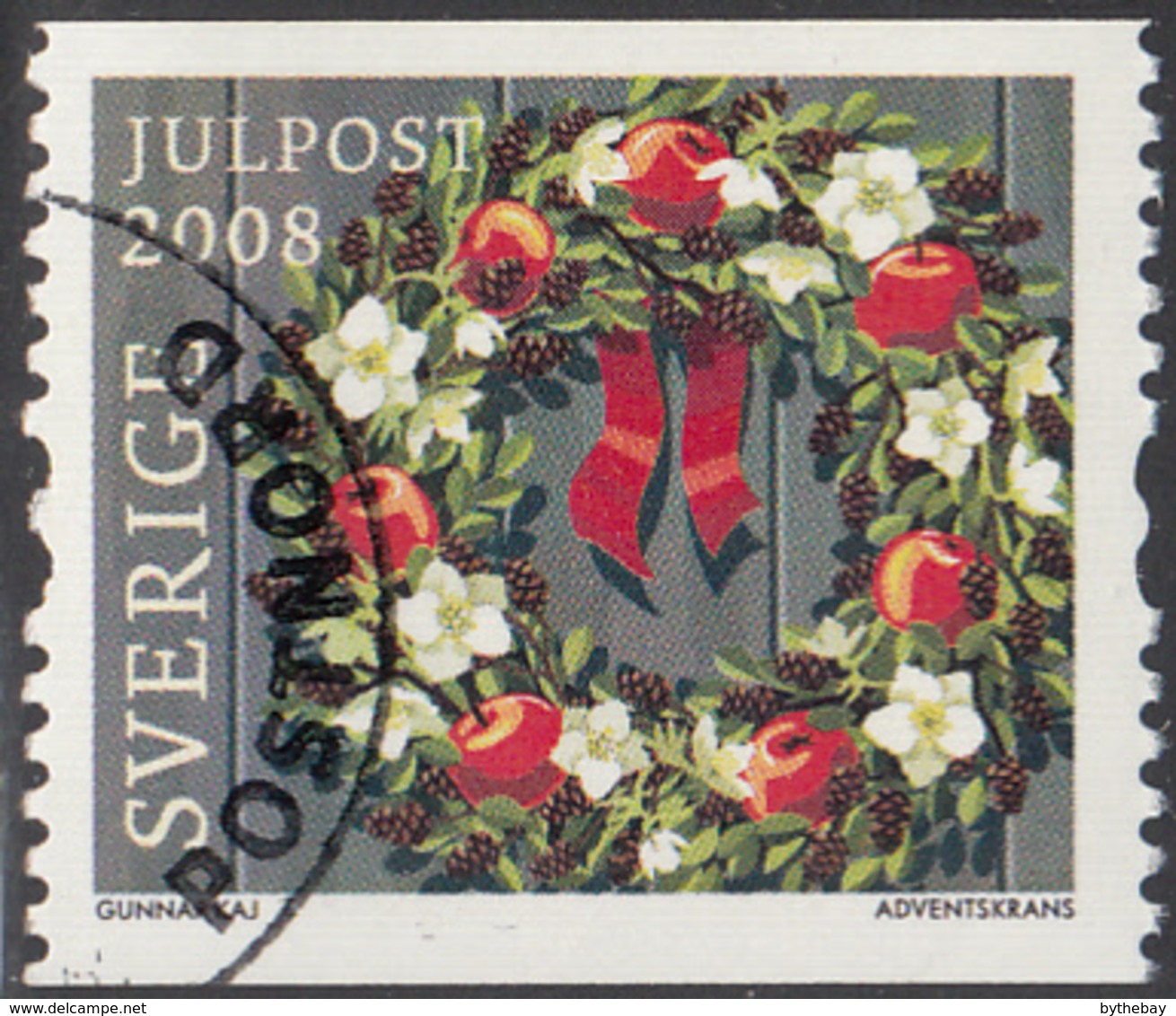 Sweden 2008 Used Sc 2601 (5k) Wreath On Door Christmas - Used Stamps