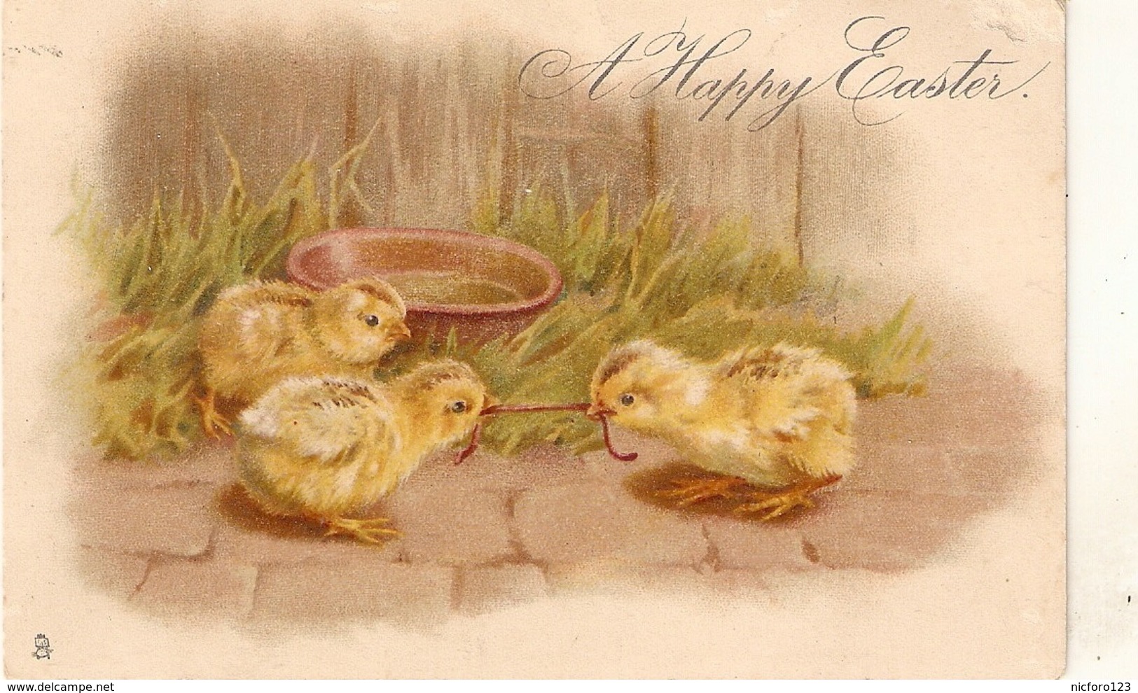 "Birds. Three Chicks" Tuck Easter Greetings Series PC # 2819 - Tuck, Raphael