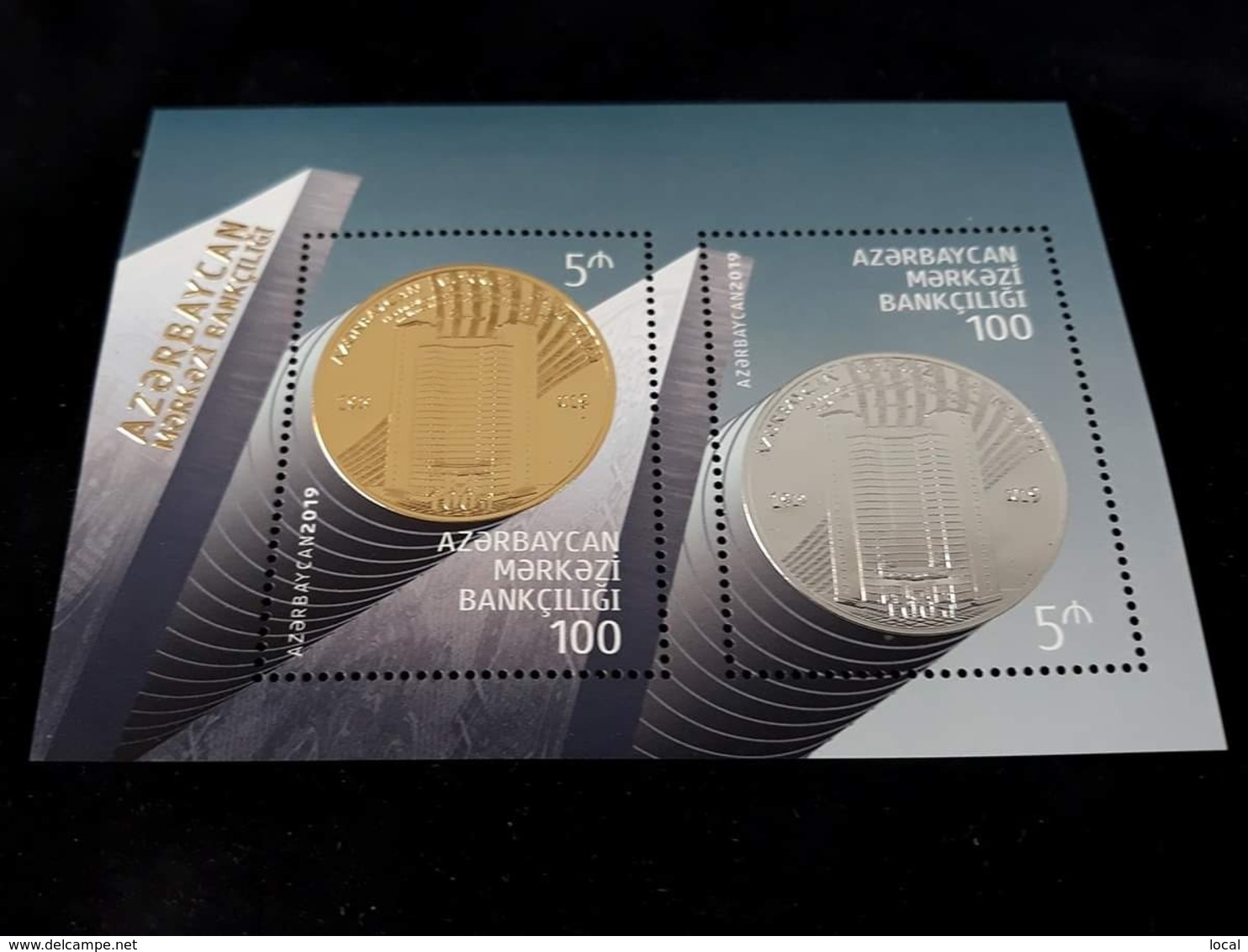 Azerbaijan Stamps 2019. 100ᵗʰ ANNIVERSARY OF THE CENTRAL BANKING OF AZERBAIJAN MNH. Gold And Silver Foil Coins UNUSUAL - Other & Unclassified