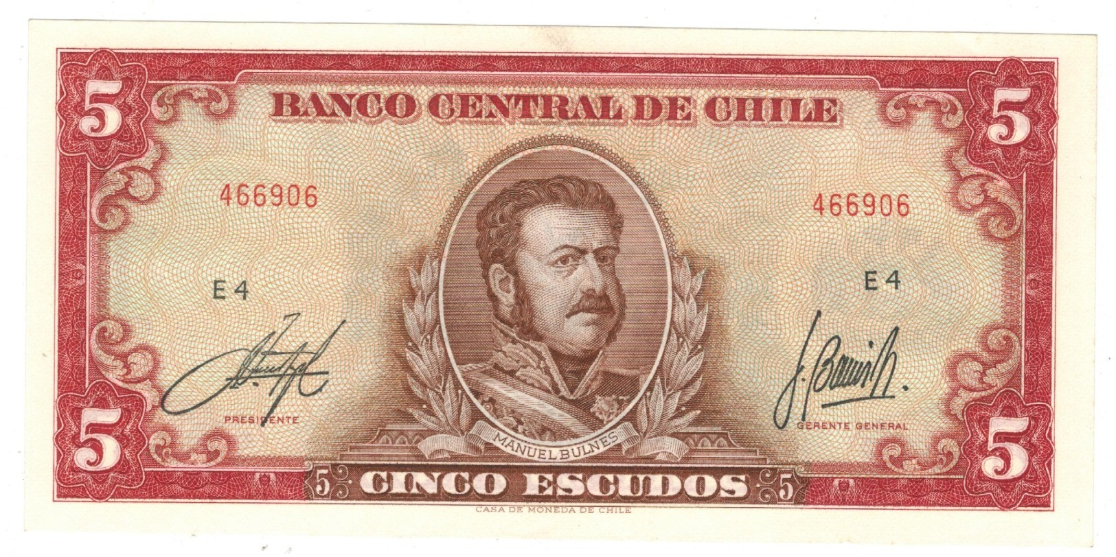 Chile, 5 Escudos Aunc/UNC. - Chili