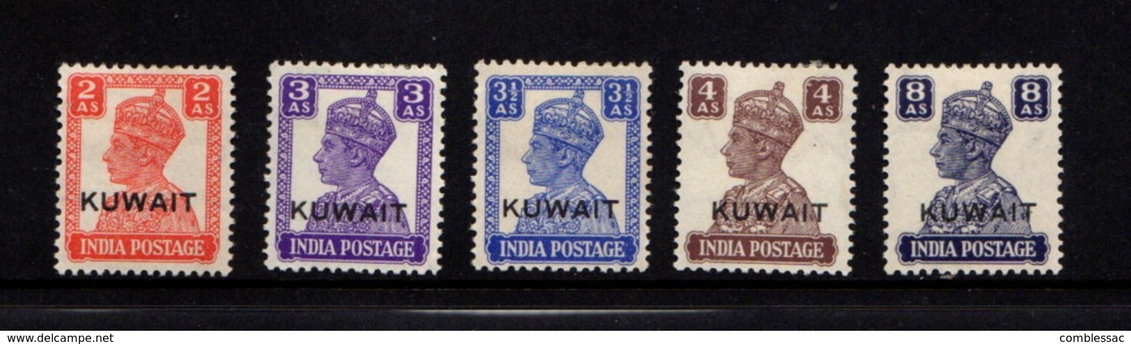 KUWAIT    1945    King  George  VI    Overprint     5  Values    MH - Kuwait