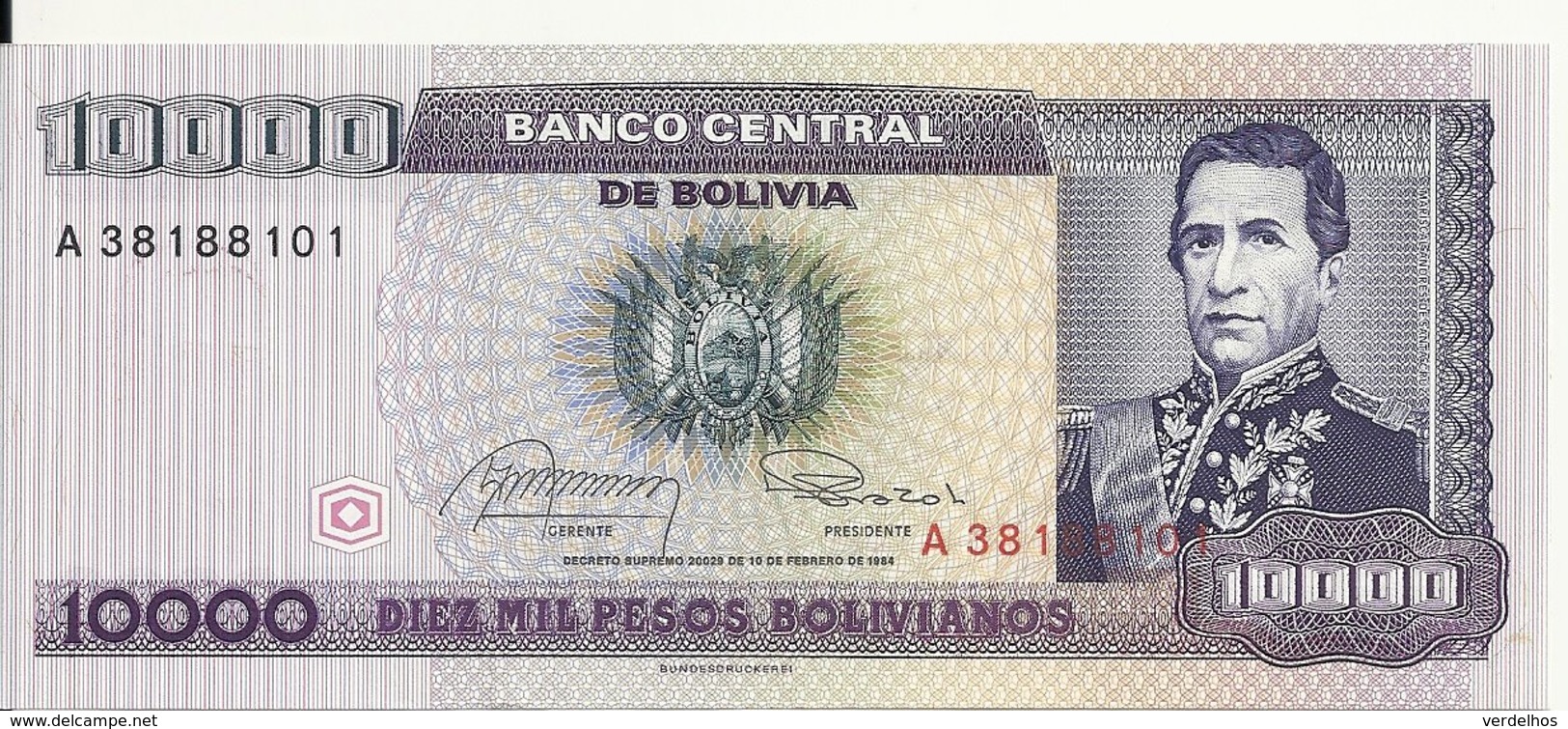 BOLIVIE 10000 PESOS  BOLIVIANOS  D1984 UNC P 169 - Bolivia