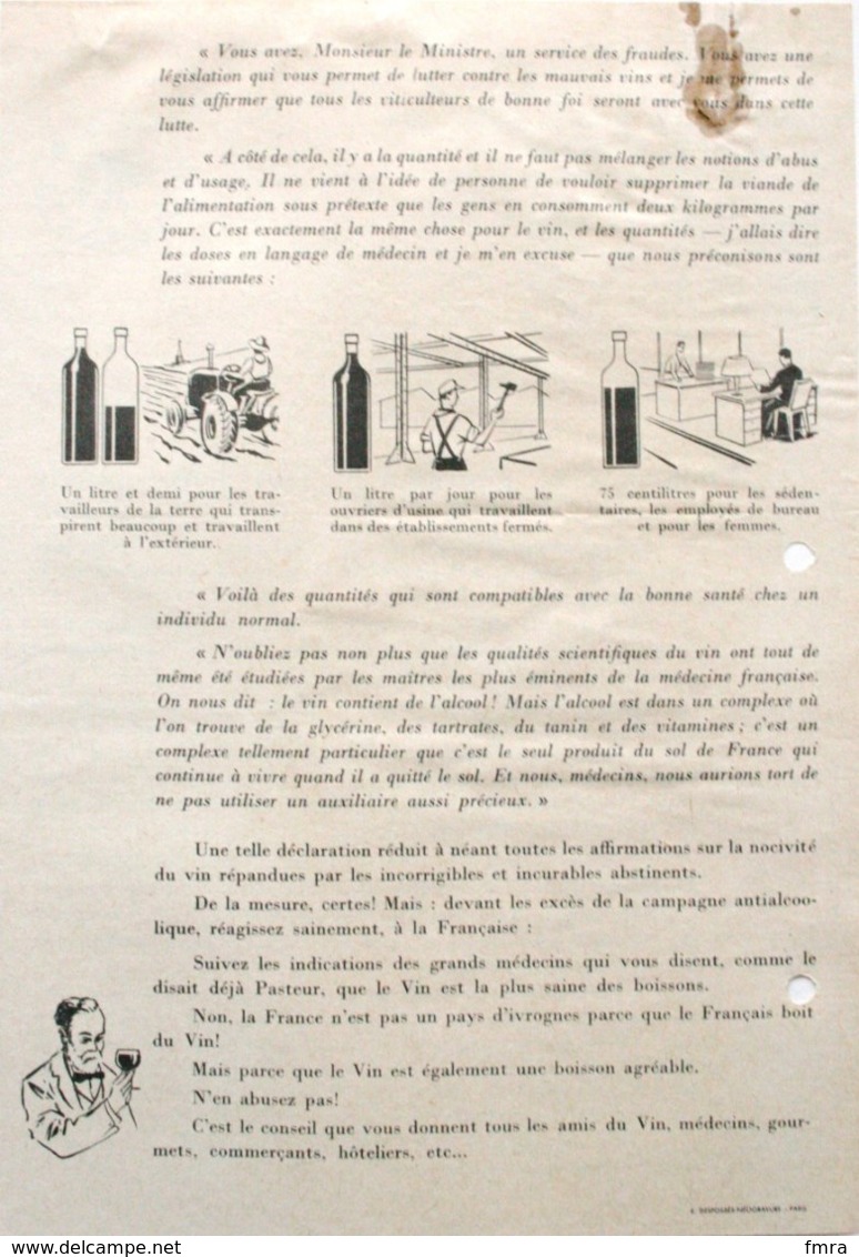 Publicité Années 50 ? - VIN Joie Santé "Comment Et Pourquoi Il Faut Boire Le Vin" (sans En Abuser !)  /P56 - Pubblicitari