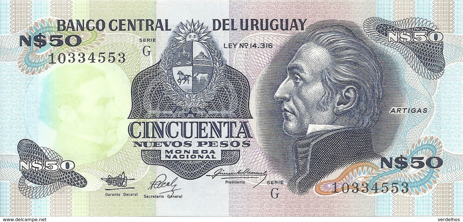 URUGUAY 50 NUEVOS PESOS ND1989 UNC P 61A - Uruguay