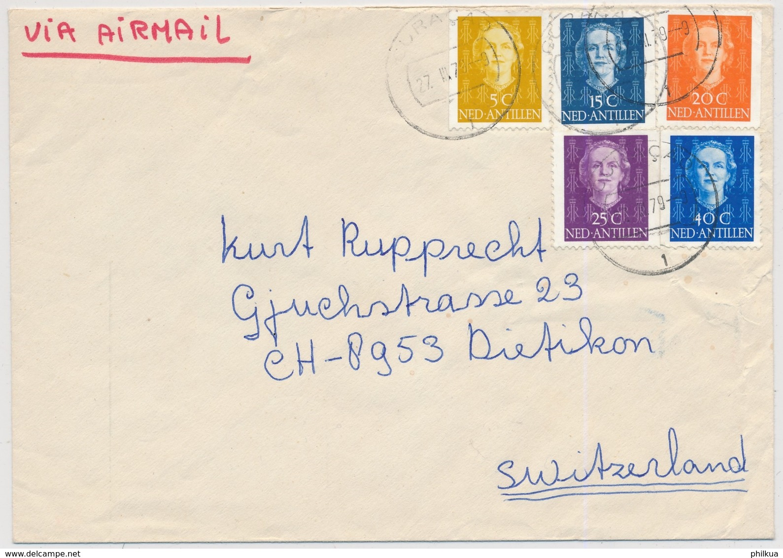 Niederländische Antillen - Brief Gelaufen In Die Schweiz / Ned Antillen - Letter Run To Switzerland - Antillen