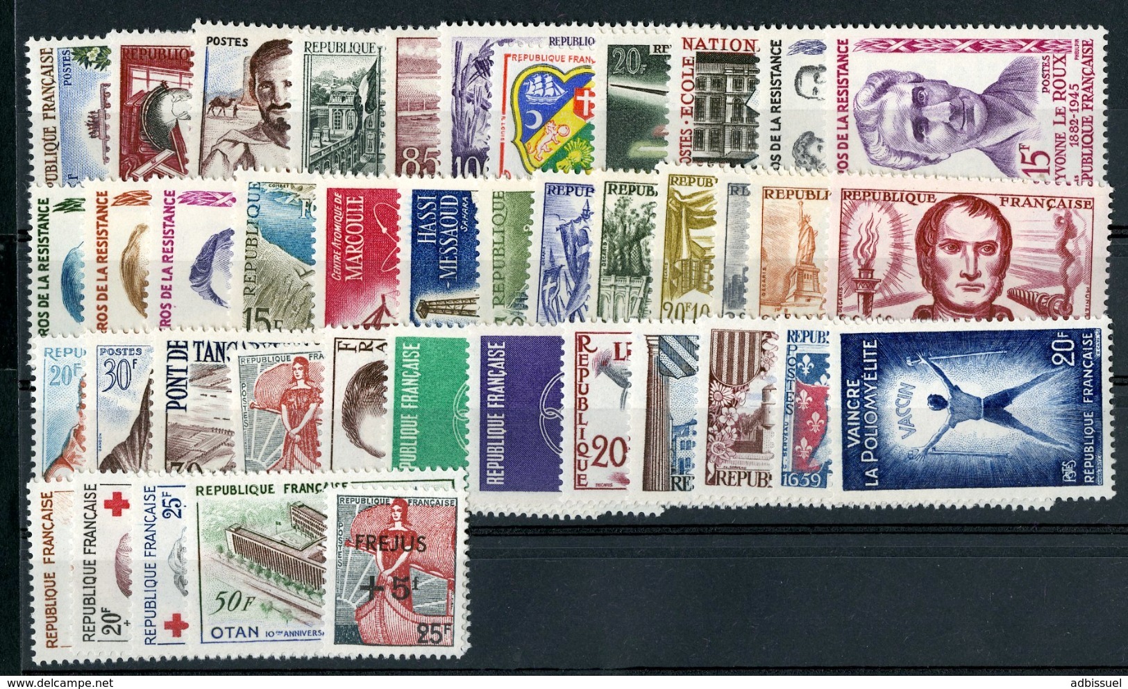 1959 ANNEE COMPLETE ** (MNH). Cote 79 €. N° 1189 à 1229 Soit 41 Timbres. TB. - 1950-1959