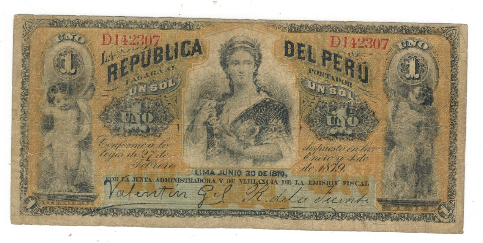 Peru 1 Sol 1879, VG. - Peru