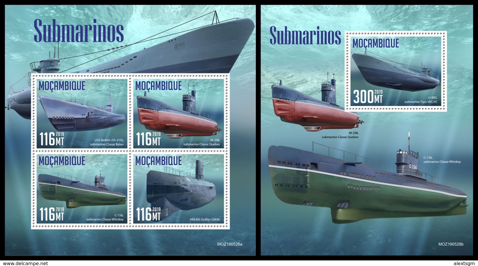 MOZAMBIQUE 2019 - Submarines. M/S + S/S. Official Issue [MOZ190528] - Submarines