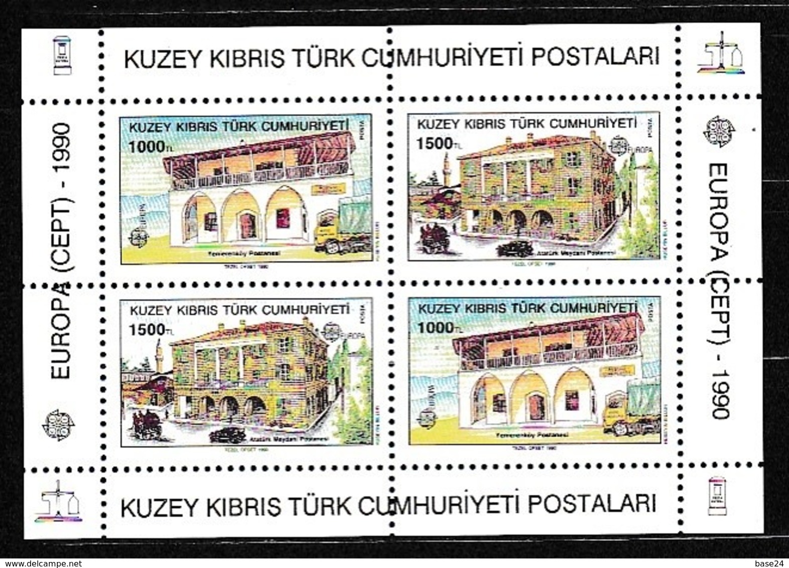 1990 Cipro Turca Turkish Cyprus EUROPA CEPT EUROPE UFFICI POSTALI Foglietto MNH** POST OFFICE Souv. Sheet - 1990