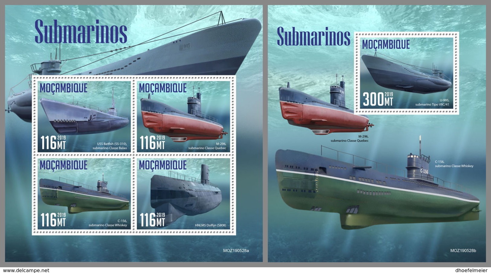 MOZAMBIQUE 2019 MNH Submarins U-Boote Sous-marins M/S+S/S - OFFICIAL ISSUE - DH1945 - Submarines