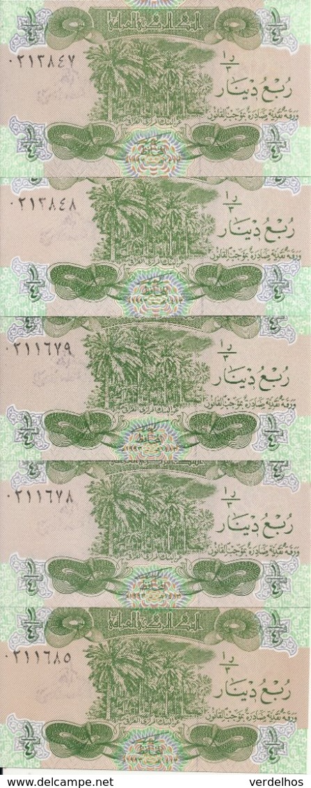 IRAK 1/4 DINAR 1993 UNC P 77 ( 5 Billets ) - Irak