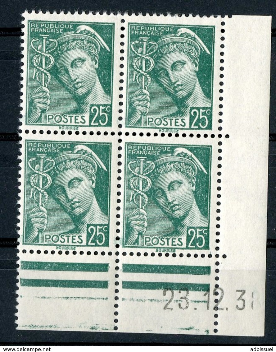 N° 411** (MNH). Coin Daté Du 23/12/38 / Bloc De Quatre "Mercure". - 1930-1939