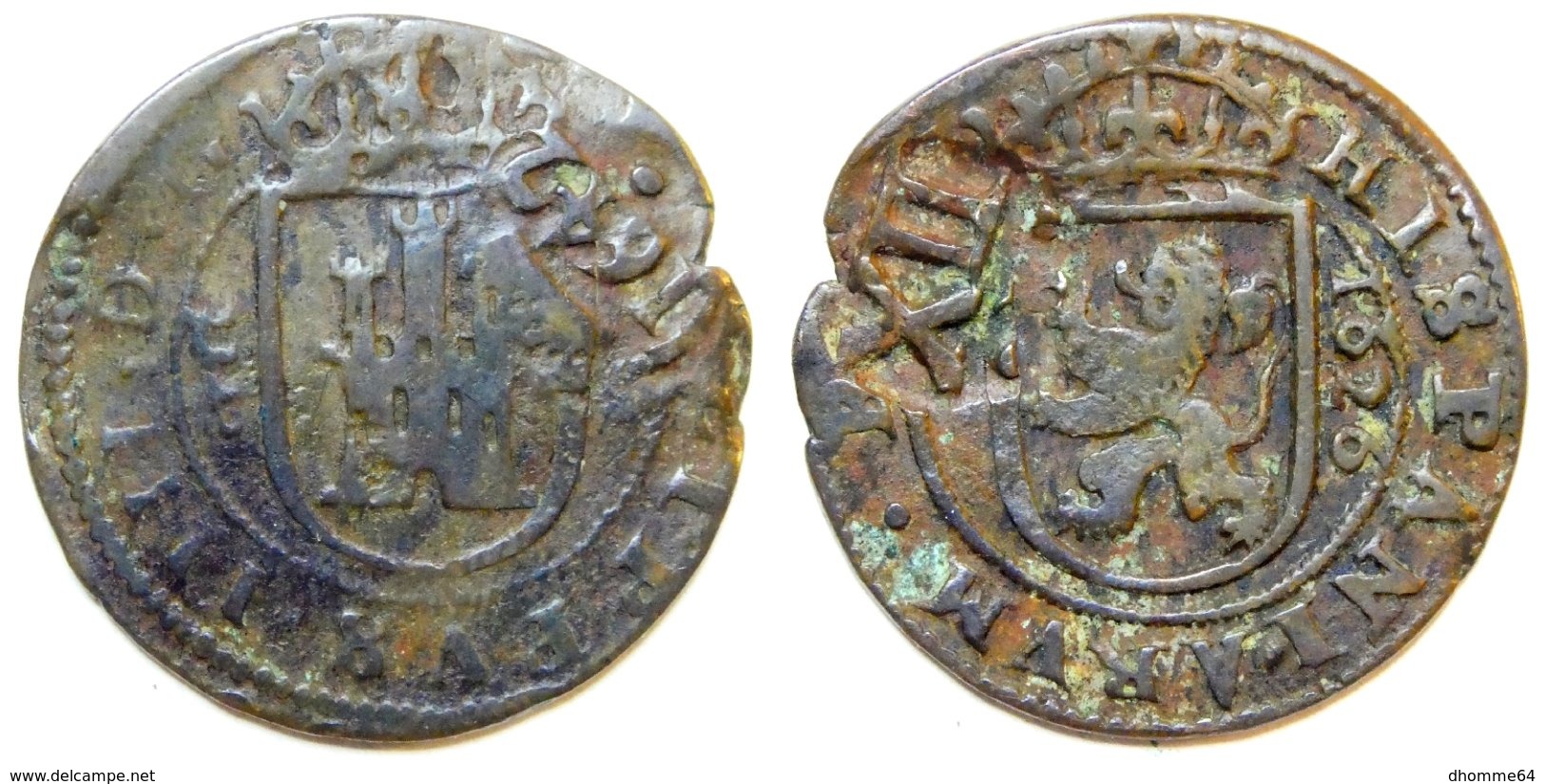 ESPANA - Philippe IV - 8 Maravedis 1626 Avec Contremarque De XII Maravedis (1642) - Monnaies Provinciales