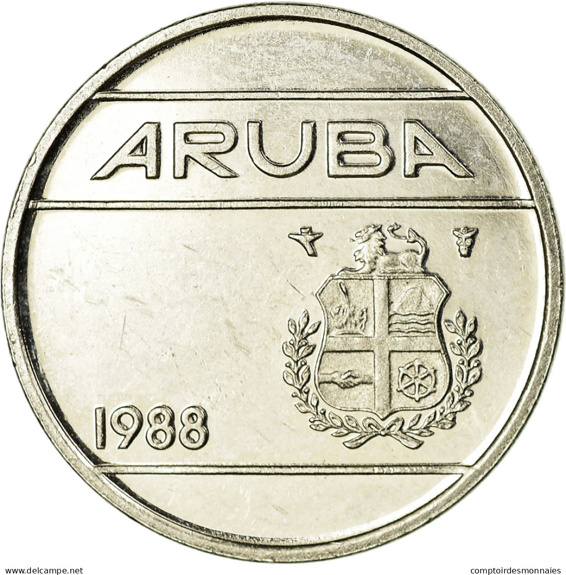 Monnaie, Aruba, Beatrix, 25 Cents, 1998, Utrecht, TTB, Nickel Bonded Steel, KM:3 - Antilles Neérlandaises