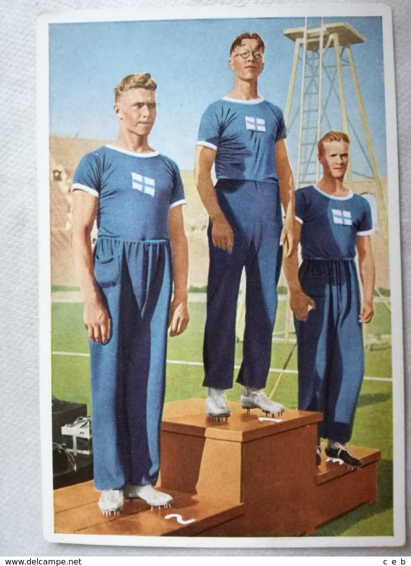 Foto Cromo Olimpiada De Los Ángeles. 1932. Nº 52. Finlandia, Matti Jarvinen, Sippala, Penttila. Hecho En 1936 Berlín - Tarjetas