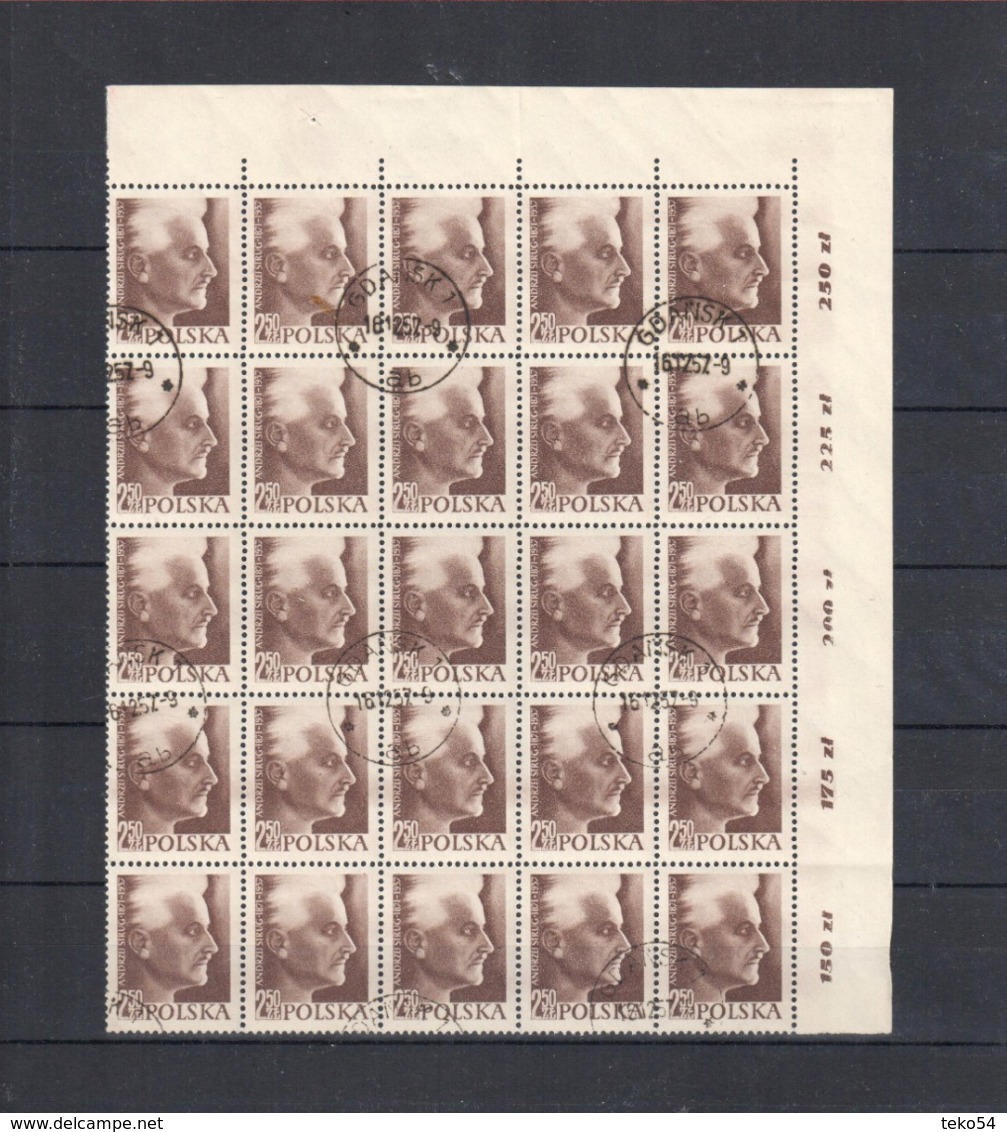 1957 Poland Polen Pologne, Mi.1042 / Fi. 862, Yv. 918, O Gestempelt, Bogenteil A 25 Bfm, Andrzej Strug, S. Scan - Gebraucht