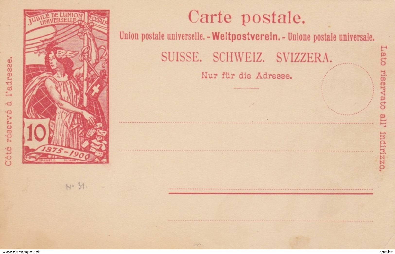 CARTE-POSTALE ENTIER 1909 UPU 10c  / 3 - Stamped Stationery