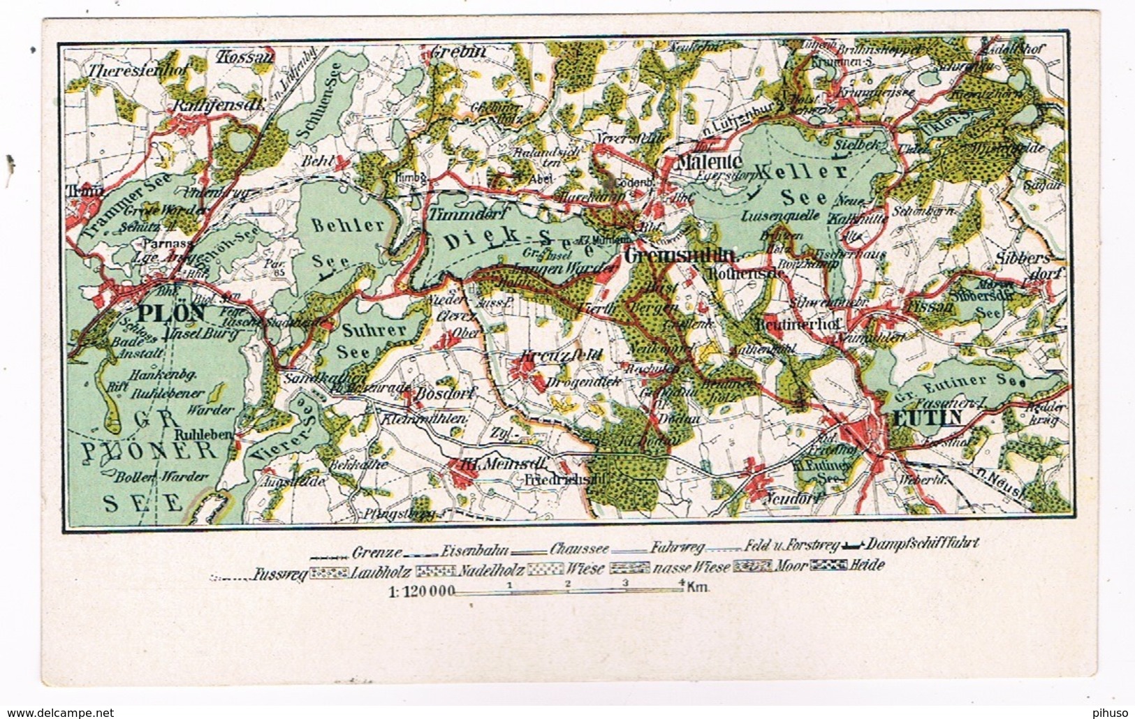 D-10000   MALENTE-GREMSMÜHLEN : Map-card With Plön And Eutin - Malente-Gremsmuehlen