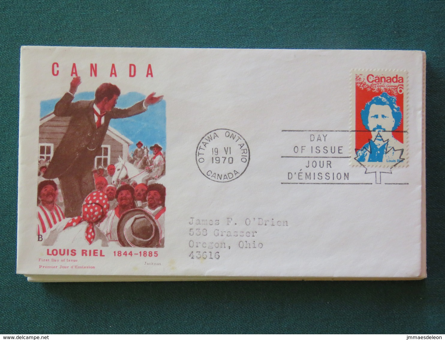 Canada 1970 FDC Cover To USA - Louis Riel - Briefe U. Dokumente