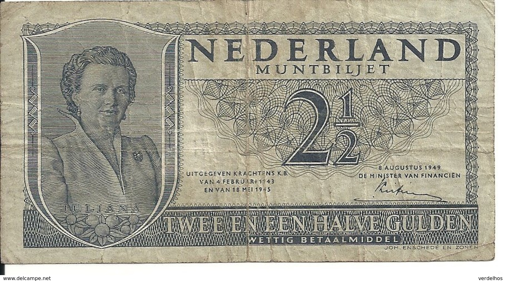 PAYS-BAS 2 1/2 GULDEN 1949 VF P 73 - 2 1/2 Gulden