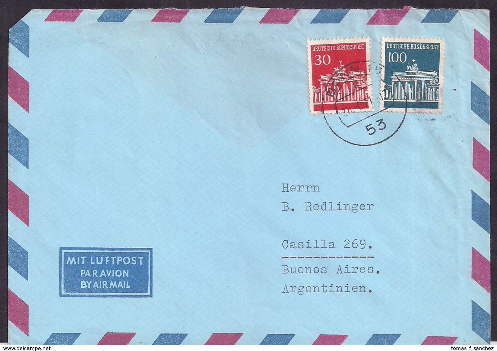 Deustche Bundespost - 1967 - Brief -> Argentinien - Briefe U. Dokumente