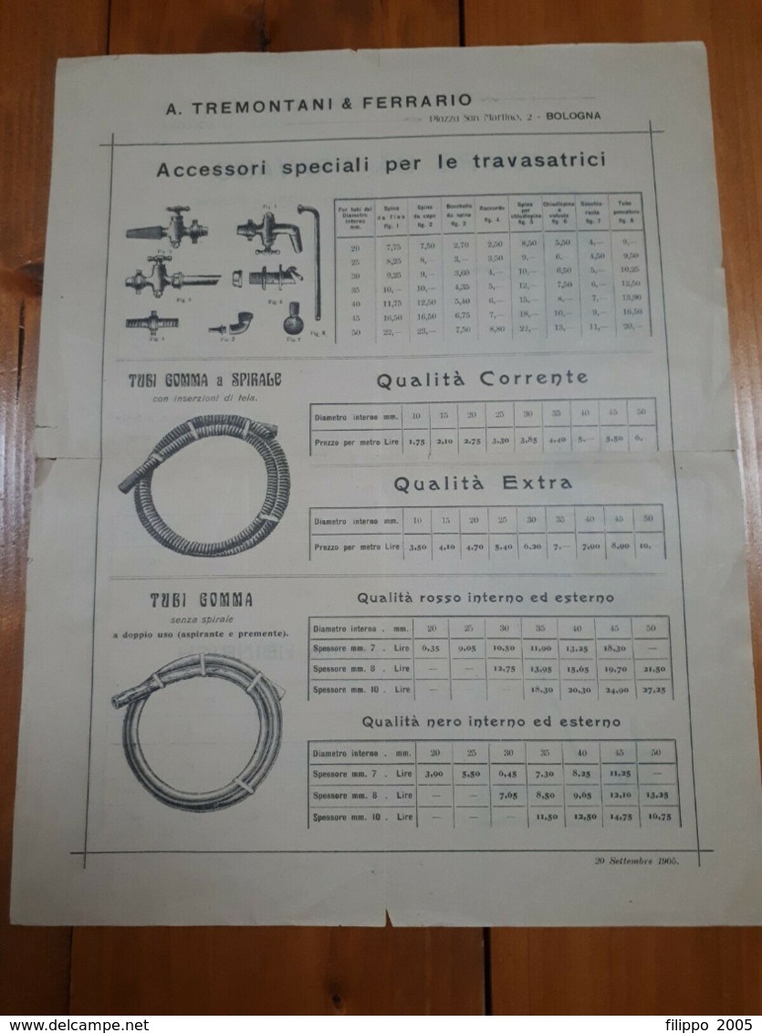 1900? ENOLOGIA PUBBLICITA' POMPE TRAVASO VINO TREMONTANI E FERRARIO - BOLOGNA - Advertising