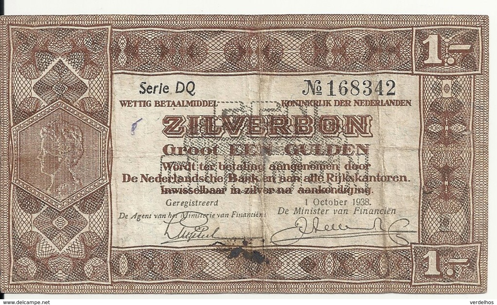 PAYS-BAS 1 GULDEN 1938 VF P 61 - 1 Gulden