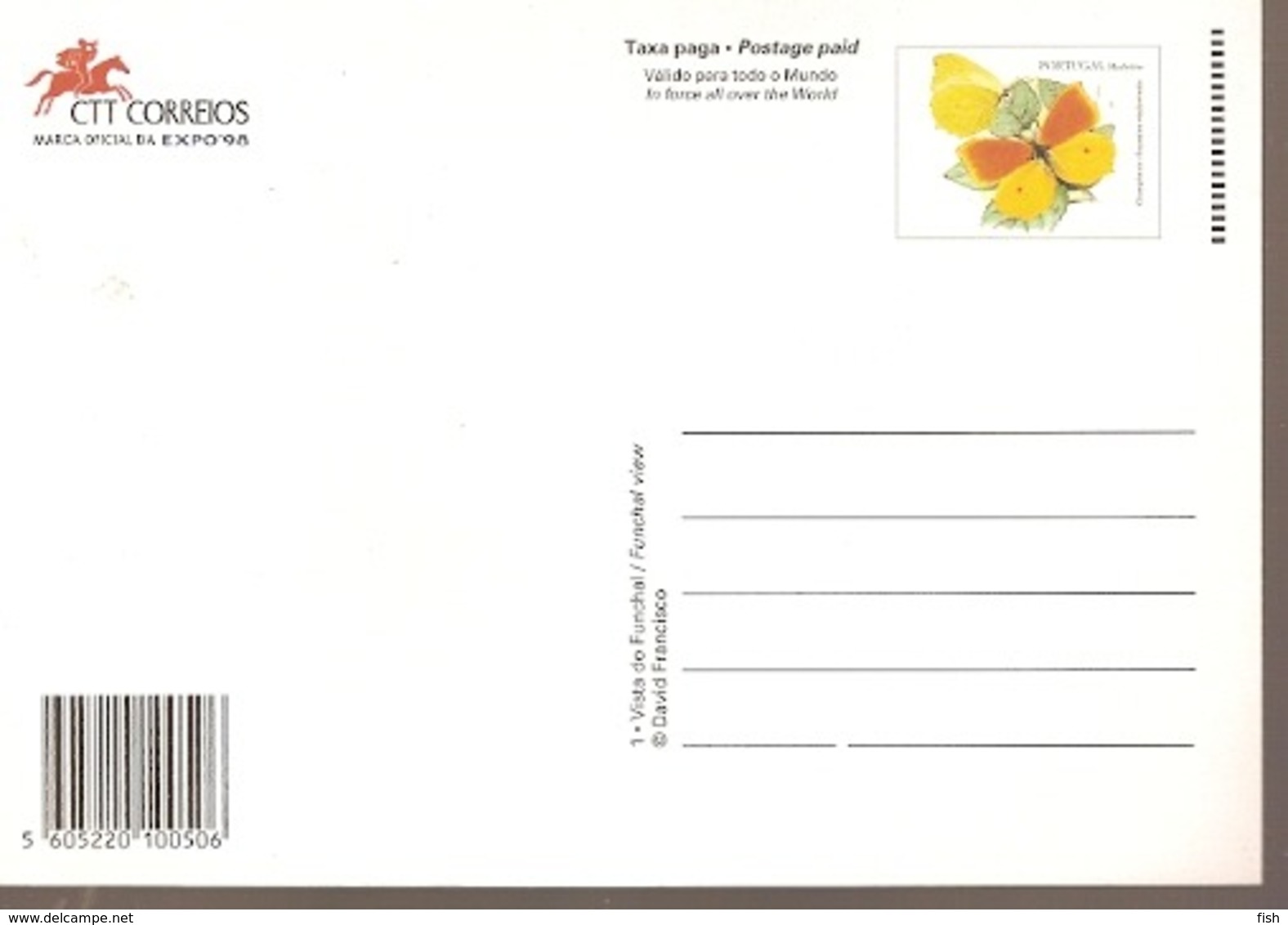 Portugal ** & Postal Stationery, Gonepteryx Cleopatra, Funchal, Madeira 1998 (1) - Protezione Dell'Ambiente & Clima