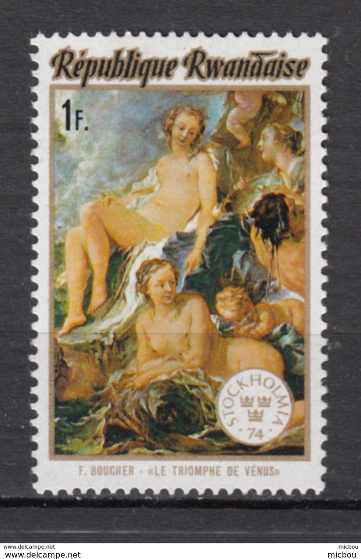 Rwanda, Boucher, Triomphe De Vénus, Mythologie, Mythology, Femme Nue, Nu, Nude Woman, Exposition Philatélique - Mythologie