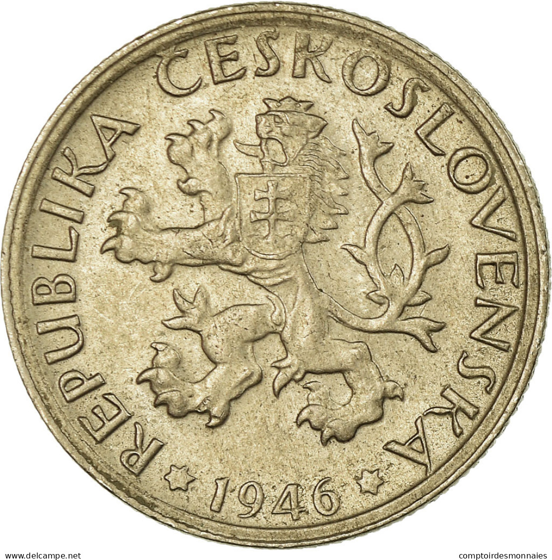 Monnaie, Tchécoslovaquie, Koruna, 1946, TB+, Copper-nickel, KM:19 - Czechoslovakia