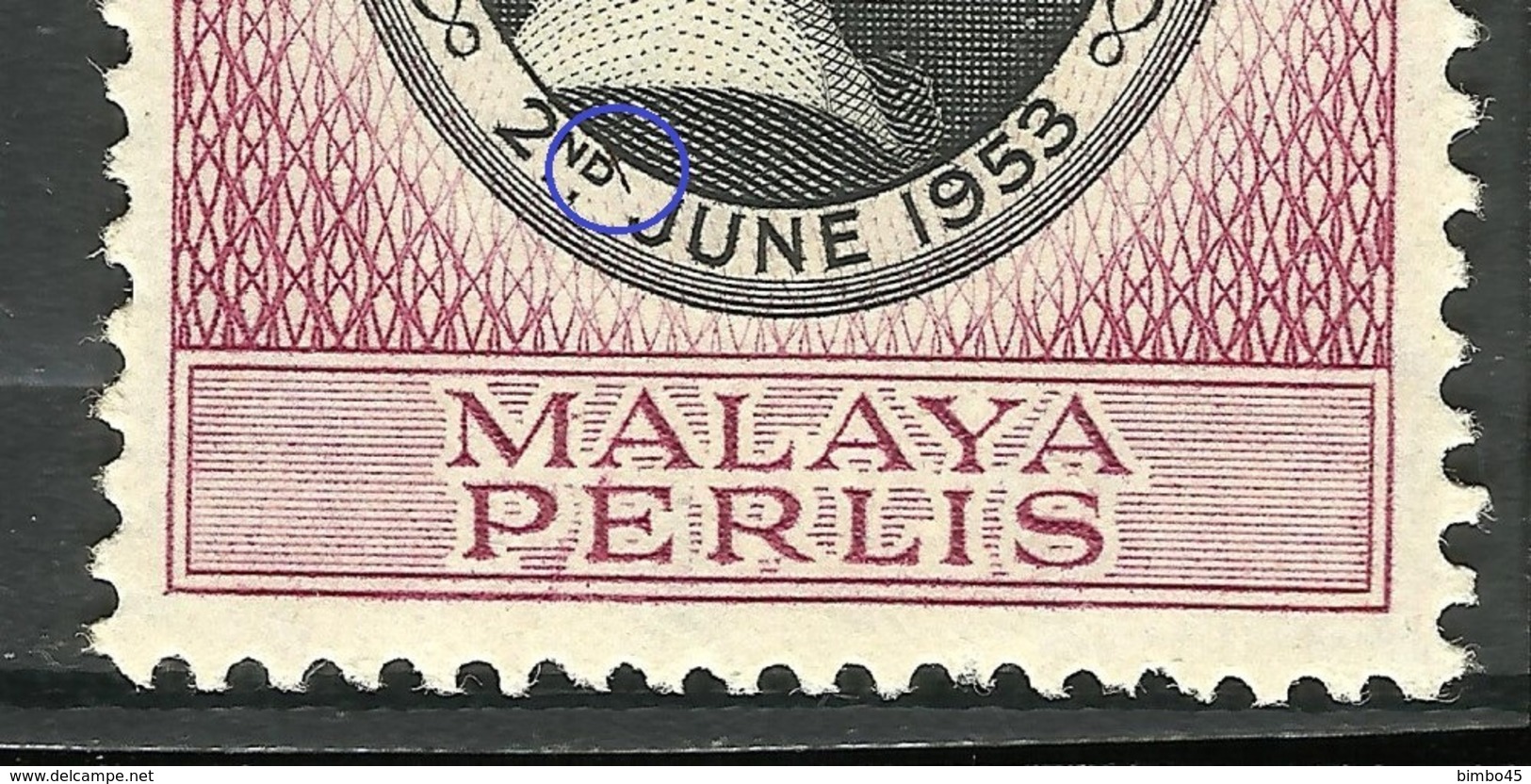 ERRORS--VARIETY---Malaya Perlis Queen Elizabeth II Coronation --1953--MH - Malaya (British Military Administration)