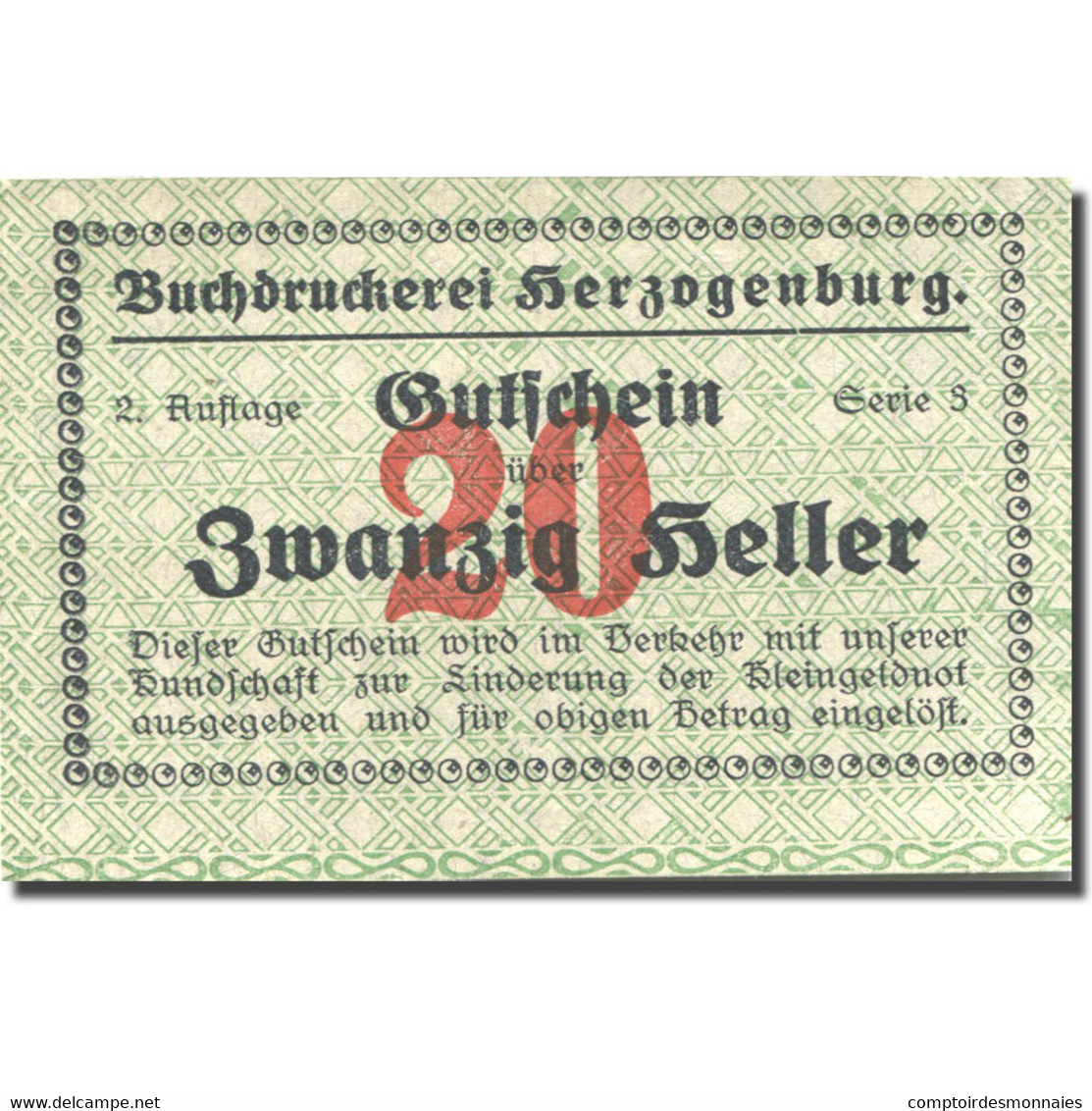 Billet, Autriche, Herzogenburg, 20 Heller, Gare, SPL, Mehl:FS 370 - Oostenrijk