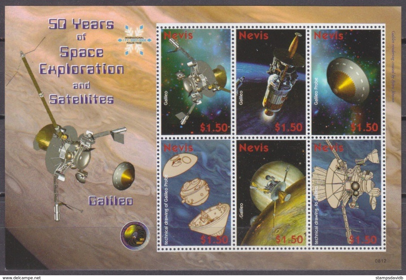 2008	Nevis	2302-07KL	50 Years Of Space Exploration And Satellites.	8,00 € - Amérique Du Nord