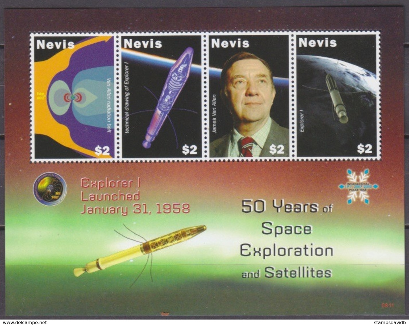 2008	Nevis	2308-11KL	50 Years Of Space Exploration And Satellites.	7,00 € - América Del Norte