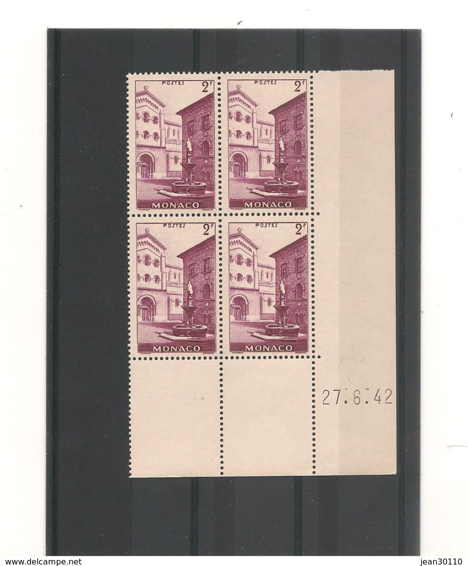 MONACO   Année  1942 N° Y/T : 178** COIN DATE - Unused Stamps