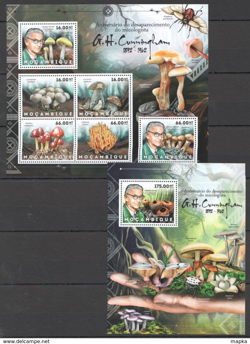 BC1179 2012 MOZAMBIQUE MOCAMBIQUE NATURE MUSHROOMS G.H.CUNNINGHAM 1BL+1SH MNH - Pilze