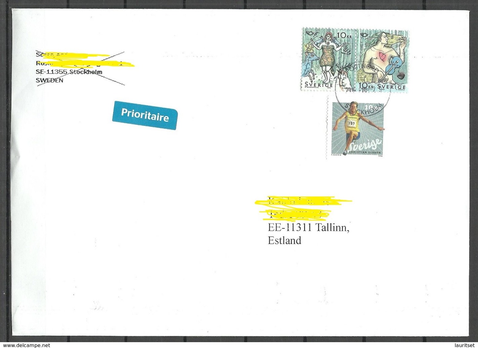 SCHWEDEN Sweden 2019 Air Mail Cover To Estonia Sport Ch. Olsson Etc - Cartas & Documentos