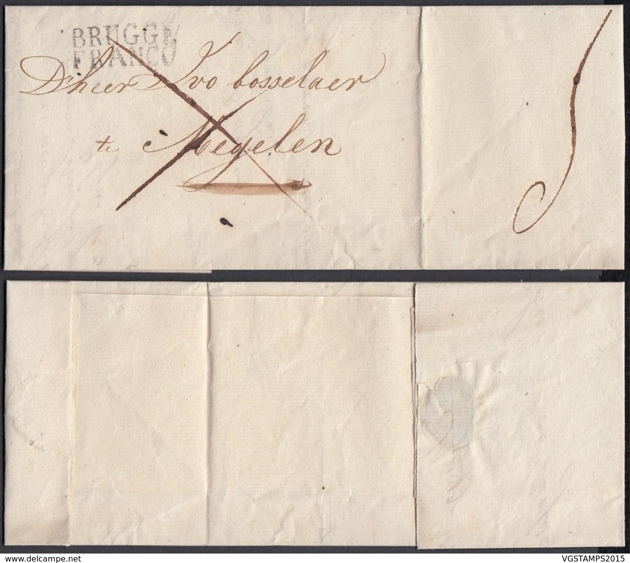 BELGIQUE LETTRE DE BRUGGE 13/05/1824 GRIFFE" BRUGGE FRANCO"  VERS MECHELEN (DD) DC-4425 - 1815-1830 (Holländische Periode)