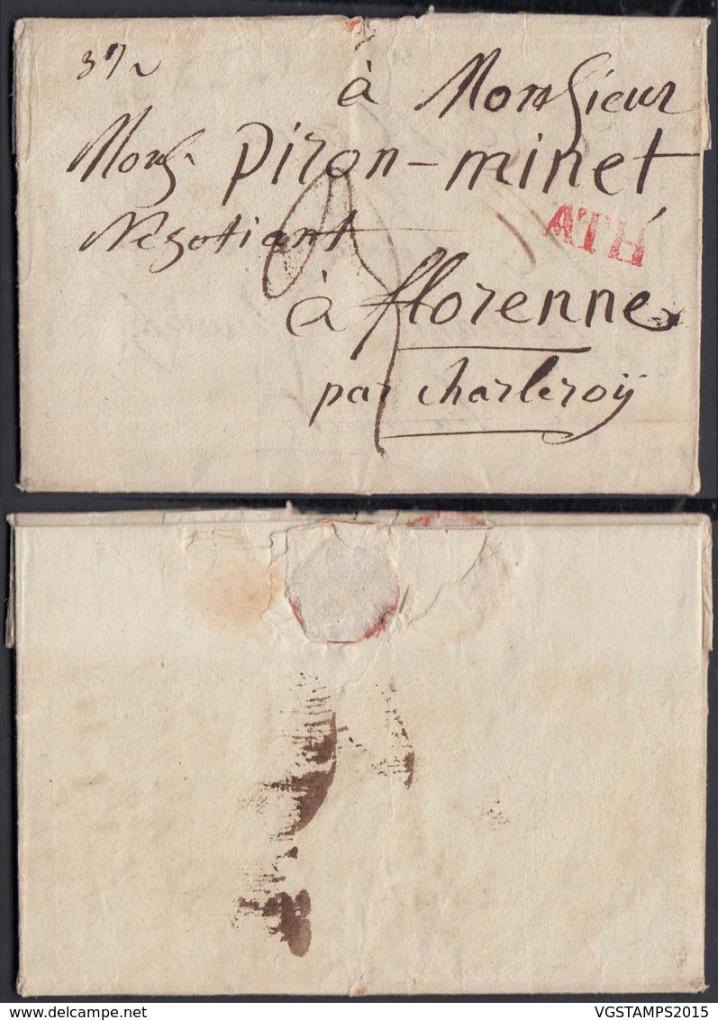 BELGIQUE LETTRE DE PERUWELZ 04/09/1821 GRIFFE" ATH"VERS CHARLEROI ET REEXPEDIE 17/01/1822 (DD) DC-4432 - 1815-1830 (Dutch Period)