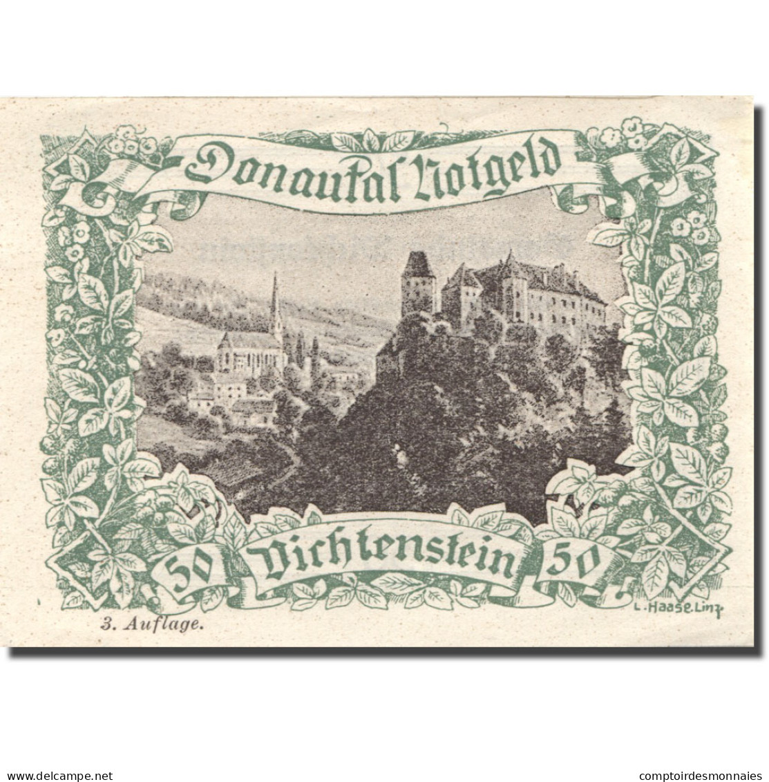 Billet, Autriche, Dichtenstein, 50 Heller, Château, SPL Vert Mehl:FS 127j - Austria