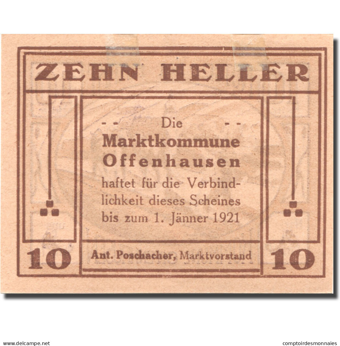 Billet, Autriche, Offenhausen, 10 Heller, Agriculteur, 1921 TTB Mehl:FS 705a - Austria