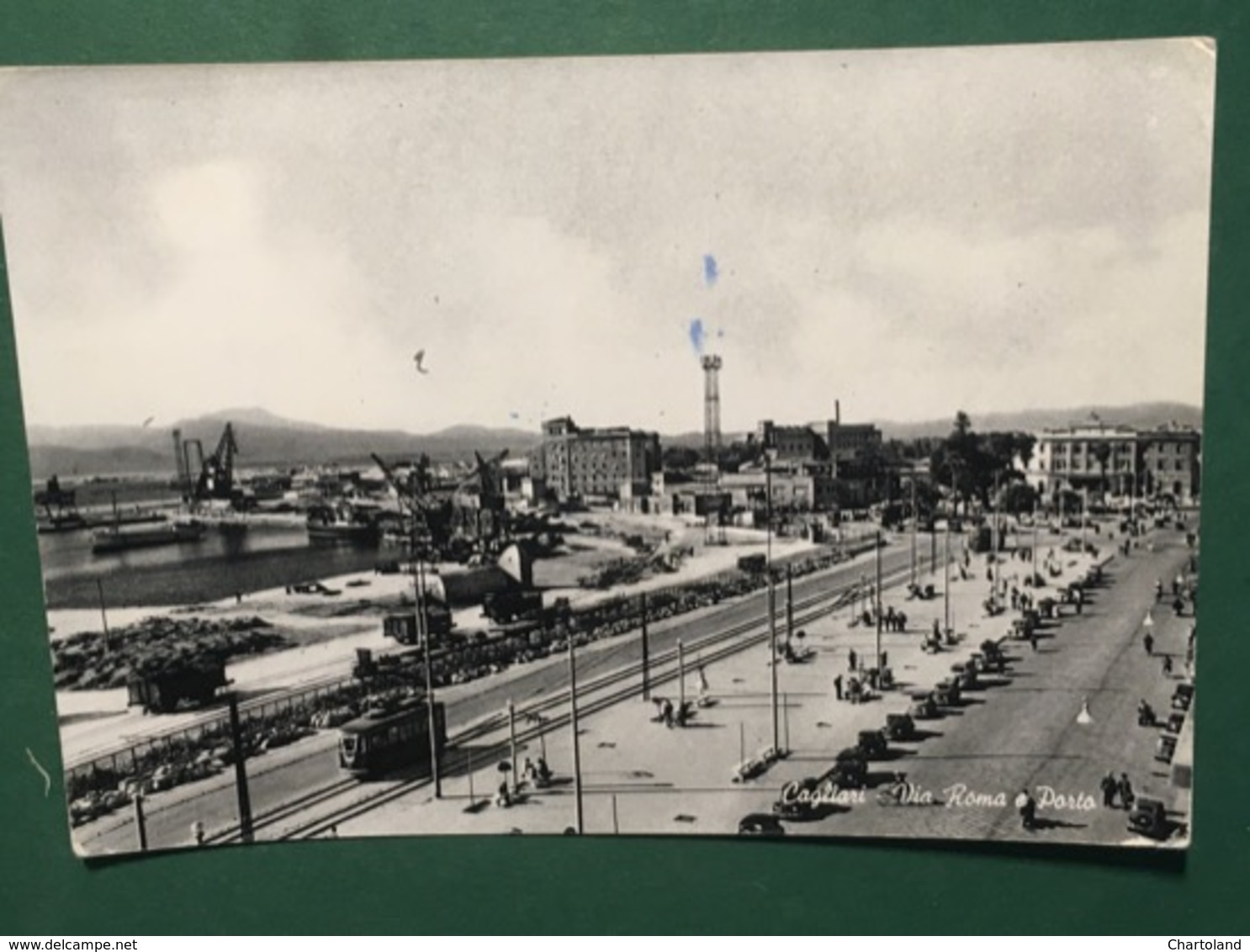 Cartolina Cagliari - Via Roma E Porto - 1953 - Cagliari