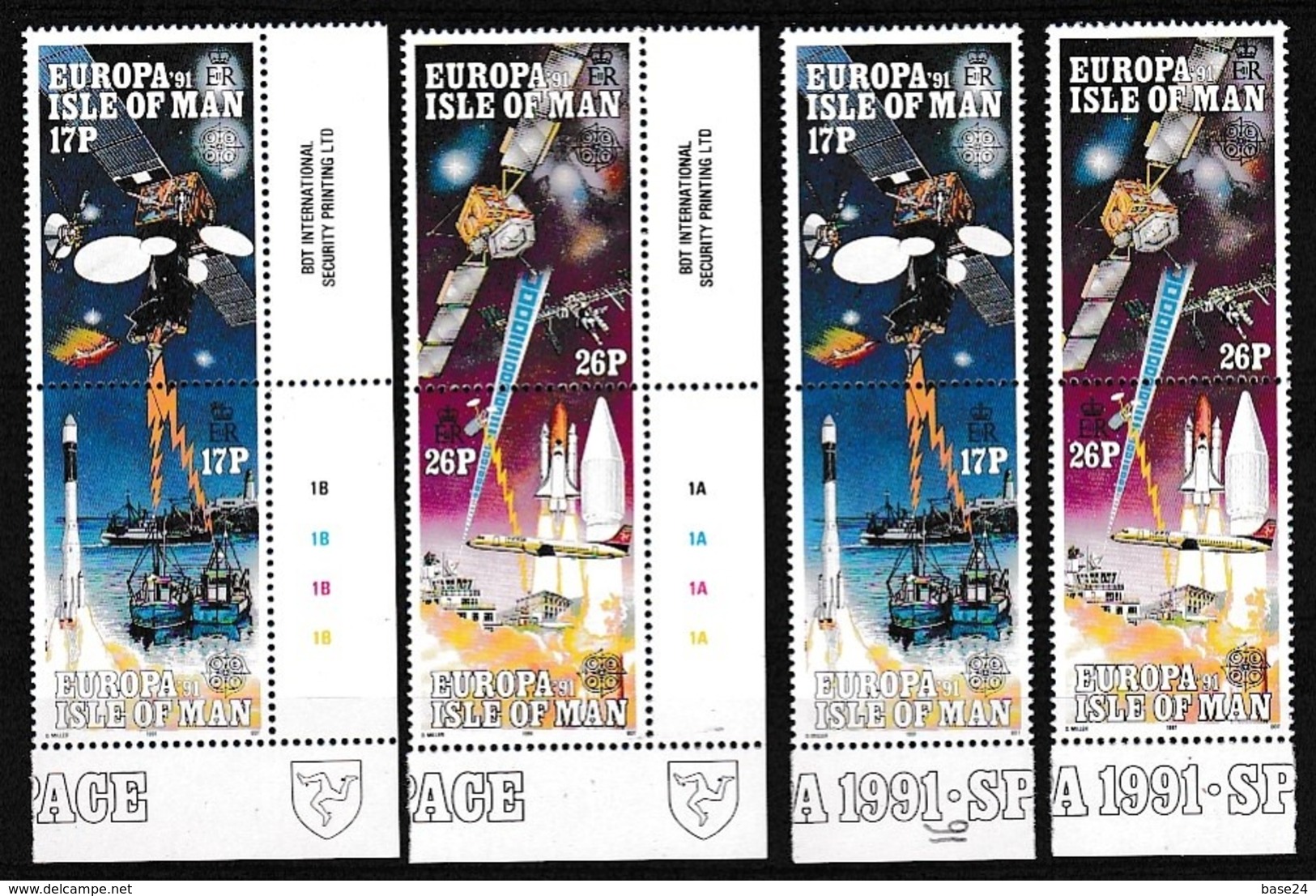 1991 Isola Di Man Isle Of Man EUROPA CEPT EUROPE SPAZIO 2 Serie Di 4v. MNH** SPACE - 1991