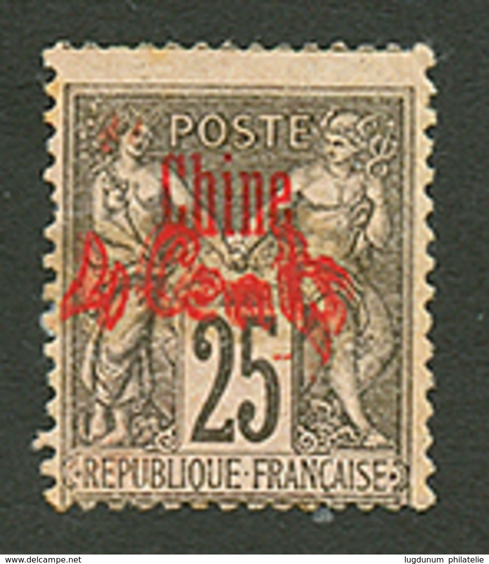 CHINE : 4 Cents S/ 25c (n°20) Variété DOUBLE SURCHARGE Neuf * (petit Manque De Gomme En Haut). Certificat SCHELLER (2018 - Sonstige & Ohne Zuordnung