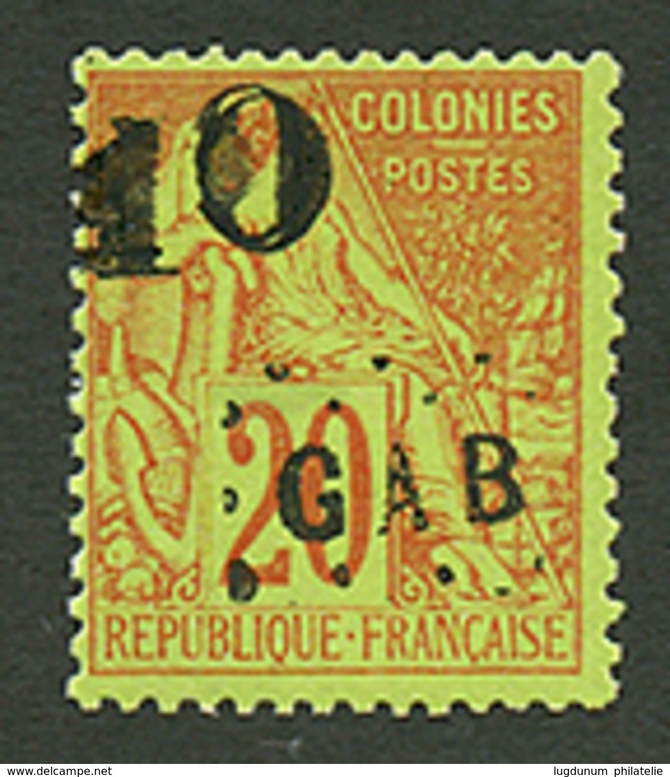 GABON : 10 S/ 20c (n°2a) Surcharge DOUBLES Neuf *. Cote 1500€. Trés Rare. Signé BRUN + Certificat SCHELLER. TTB. - Andere & Zonder Classificatie