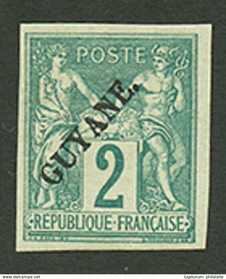 GUYANE : 2c (n°11) Neuf Avec Gomme. Cote 1000€++. Timbre Trés Rare Avec Gomme. Certificat SCHELLER. Superbe. - Other & Unclassified