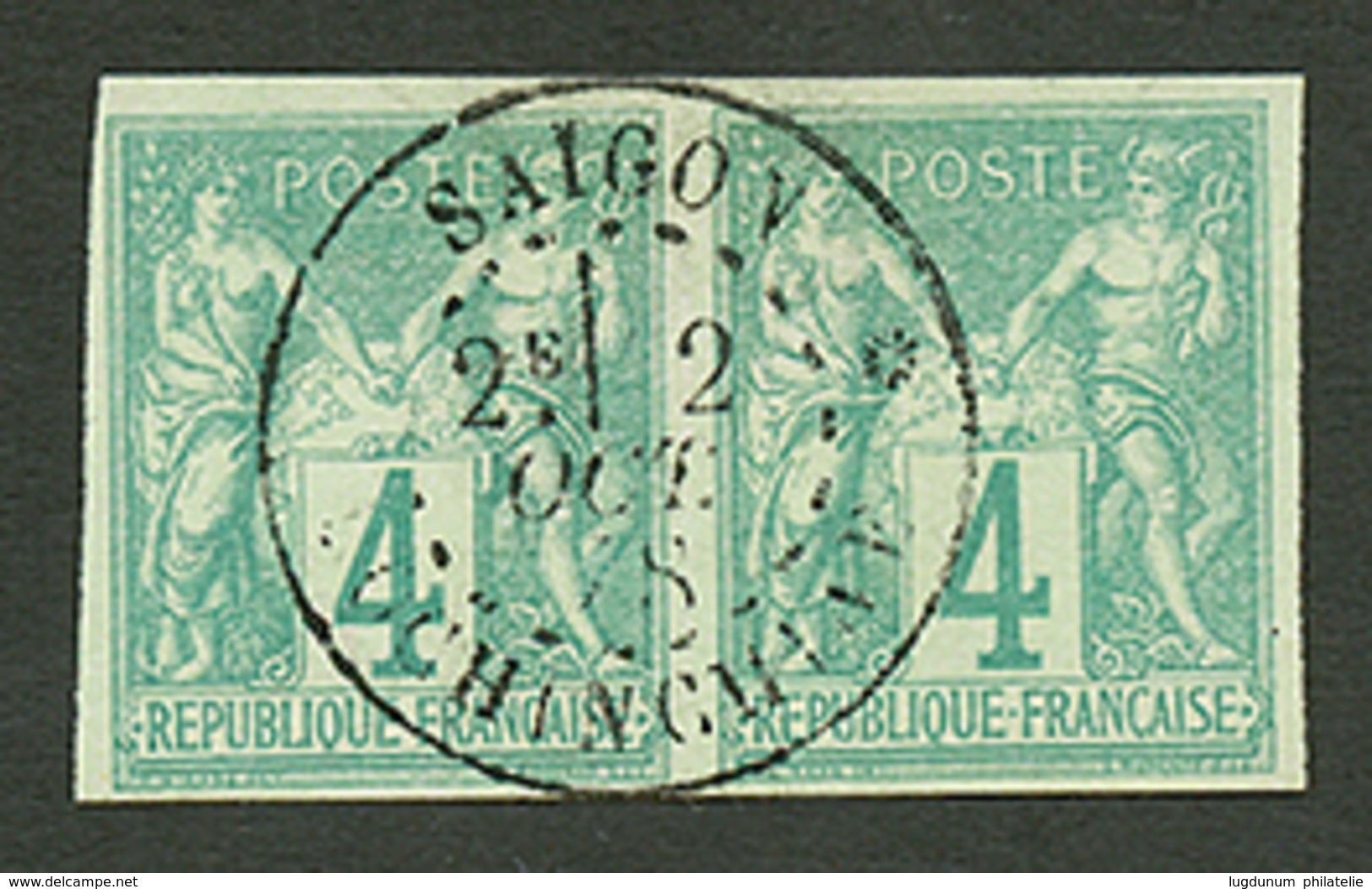 INDOCHINE : CG Paire 4c SAGE Obl. SAIGON COCHINCHINE. Superbe. - Other & Unclassified